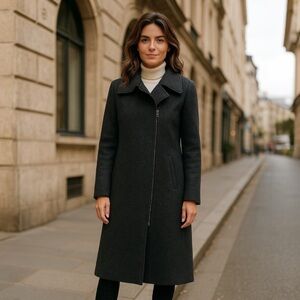 NWT Andrew Marc Women’s Geller Textured Wool in Charcoal Grey‎ Coat Warm